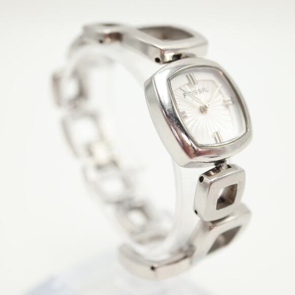 Fossil Womens Silver Tone Square Link Deco 22mm Watch 5.75" Bracelet ES-1869 - Picture 9 of 15